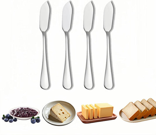 Stainless Steel Butter Knife Set, Mirror Polished, 5.83 Inch, Dishwasher Safe, Versatile Spreader for Butter, Jam and Cream, 4 Pack