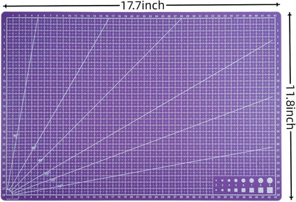New A3 Double Side Craft Cutting Mat Cutting Board Sewing Pad Artist Carving Tools Handmade Crafts DIY Props (Purple)