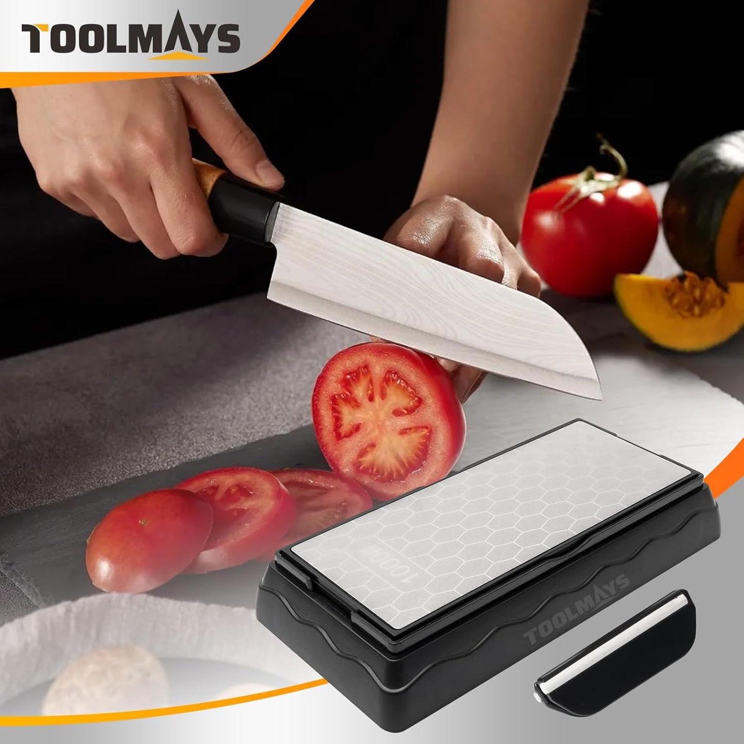 Sharpening Stone Double-Sided Grit 400/1000, Diamond Honeycomb Surface Plate, Knife Sharpener Stone with Angle Guide and Non-Slip Base for Outdoor Kitchen Sharpen Tools