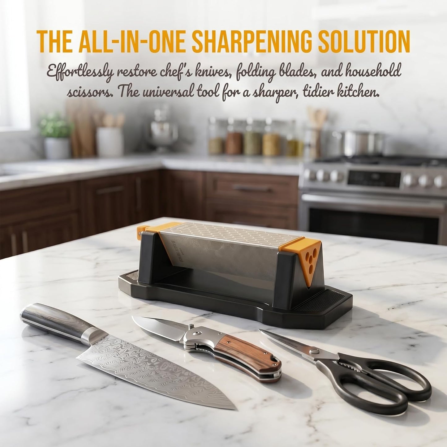 Sharpening Stone Double-Sided Grit 400/1000, Diamond Honeycomb Surface Plate, Knife Sharpener Stone with Angle Guide and Non-Slip Base for Outdoor Kitchen Sharpen Tools