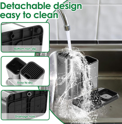 Knife Holder and Utensil Holder, Stainless Steel 3 in 1 Universal Knife Block without Knives, Kitchen Knife Holder, Detachable Modern Kitchen Knife Storage Organizer for Countertop