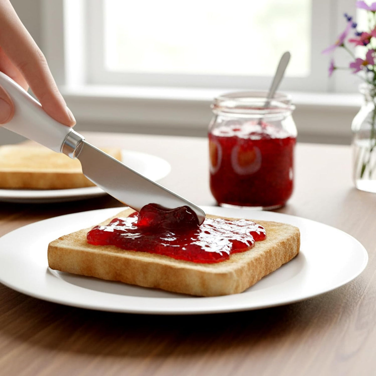 2 Pcs Cheese Spreader, Butter Spreader Knives Stainless Steel Cheese Spreaders Knives with Porcelain Handles Multipurpose Sandwich Spreaders for Spreading Jam, Pastry (White & Silver)