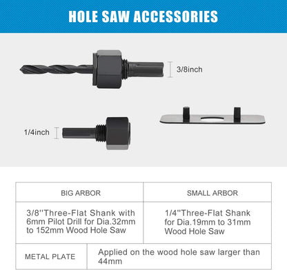 Hole Saw Kit, 21-Piece Hole Saw Set, 3/4" to 5" Hole Saws Drill Bits Hole Cutter Kits with Storage Case for Soft Wood, Plastic, PVC and Drywall