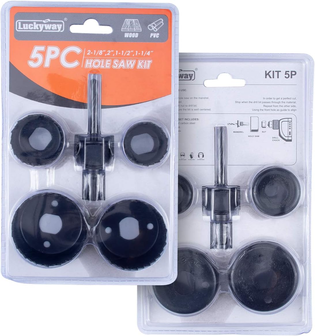 Hole Saw Kit, 21-Piece Hole Saw Set, 3/4" to 5" Hole Saws Drill Bits Hole Cutter Kits with Storage Case for Soft Wood, Plastic, PVC and Drywall