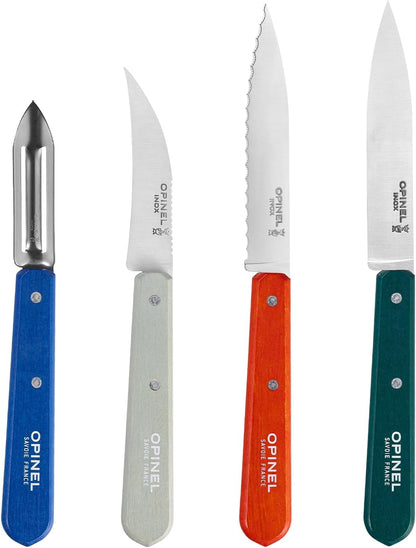 Les Essentials 4 Piece Kitchen Prep Knife Set, Wood Handles (Primo)