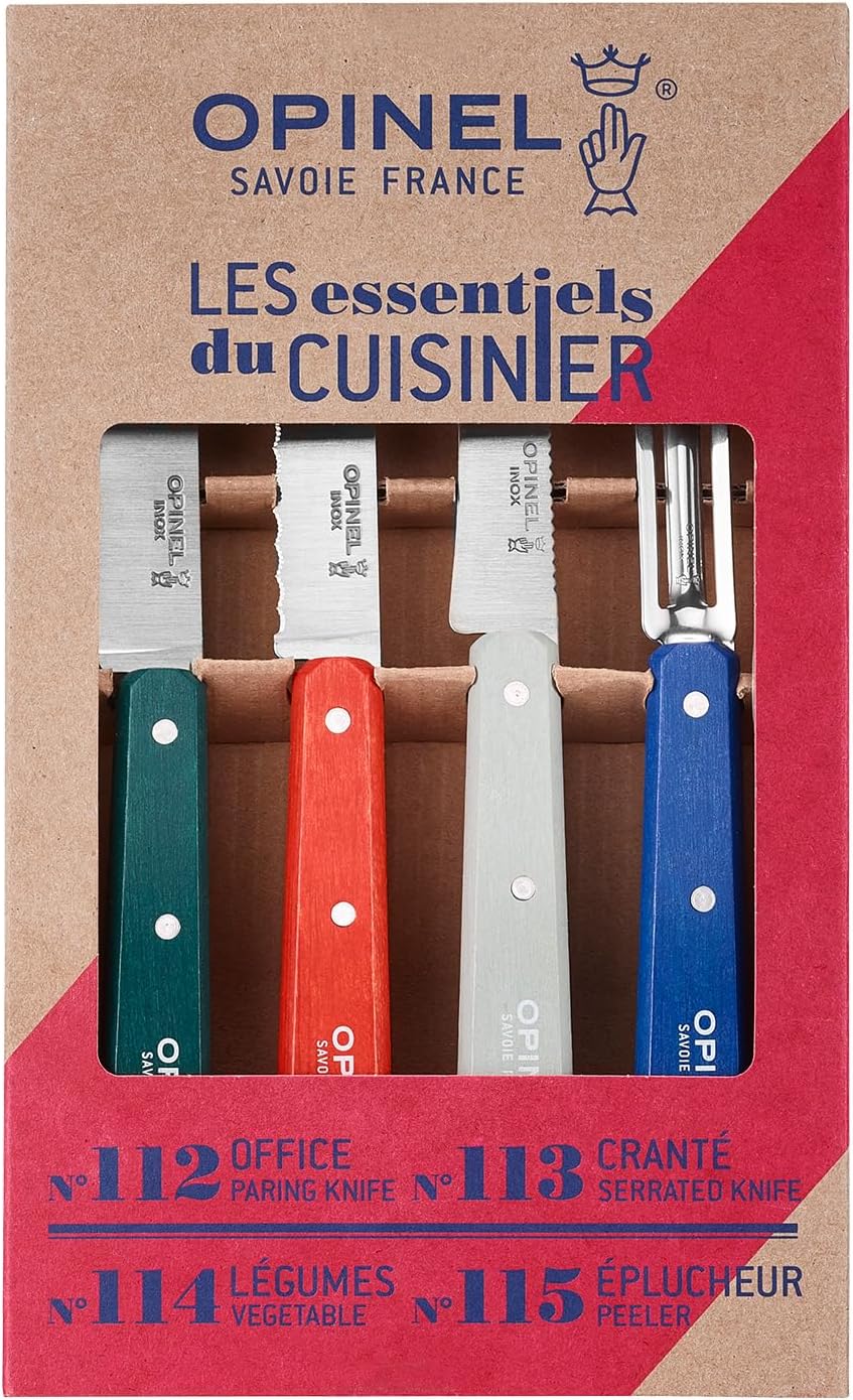 Les Essentials 4 Piece Kitchen Prep Knife Set, Wood Handles (Primo)