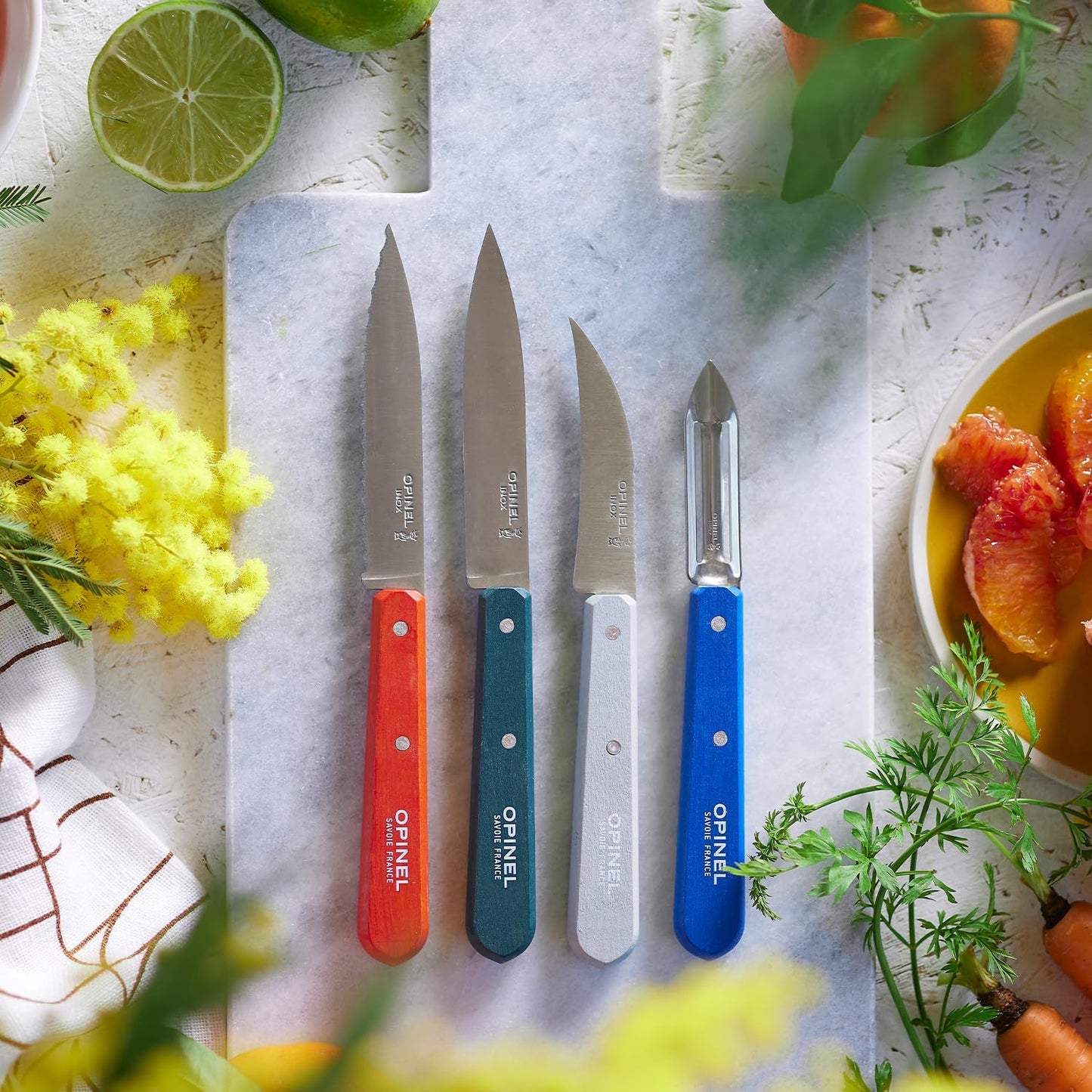 Les Essentials 4 Piece Kitchen Prep Knife Set, Wood Handles (Primo)
