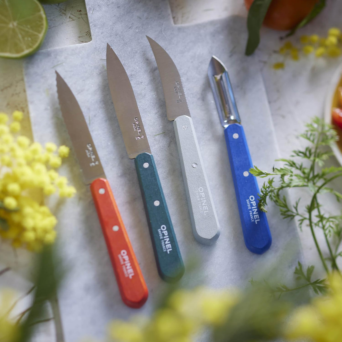 Les Essentials 4 Piece Kitchen Prep Knife Set, Wood Handles (Primo)