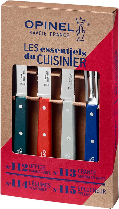 Les Essentials 4 Piece Kitchen Prep Knife Set, Wood Handles (Primo)