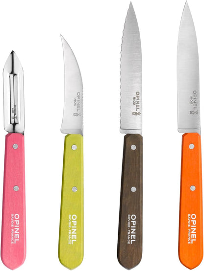 Les Essentials 4 Piece Kitchen Prep Knife Set, Wood Handles (Primo)