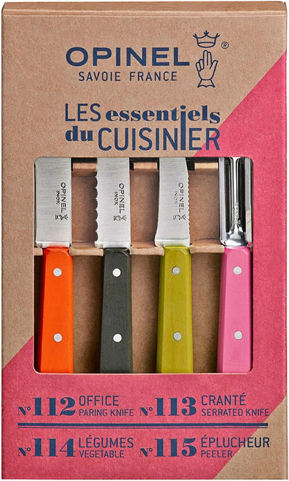 Les Essentials 4 Piece Kitchen Prep Knife Set, Wood Handles (Primo)
