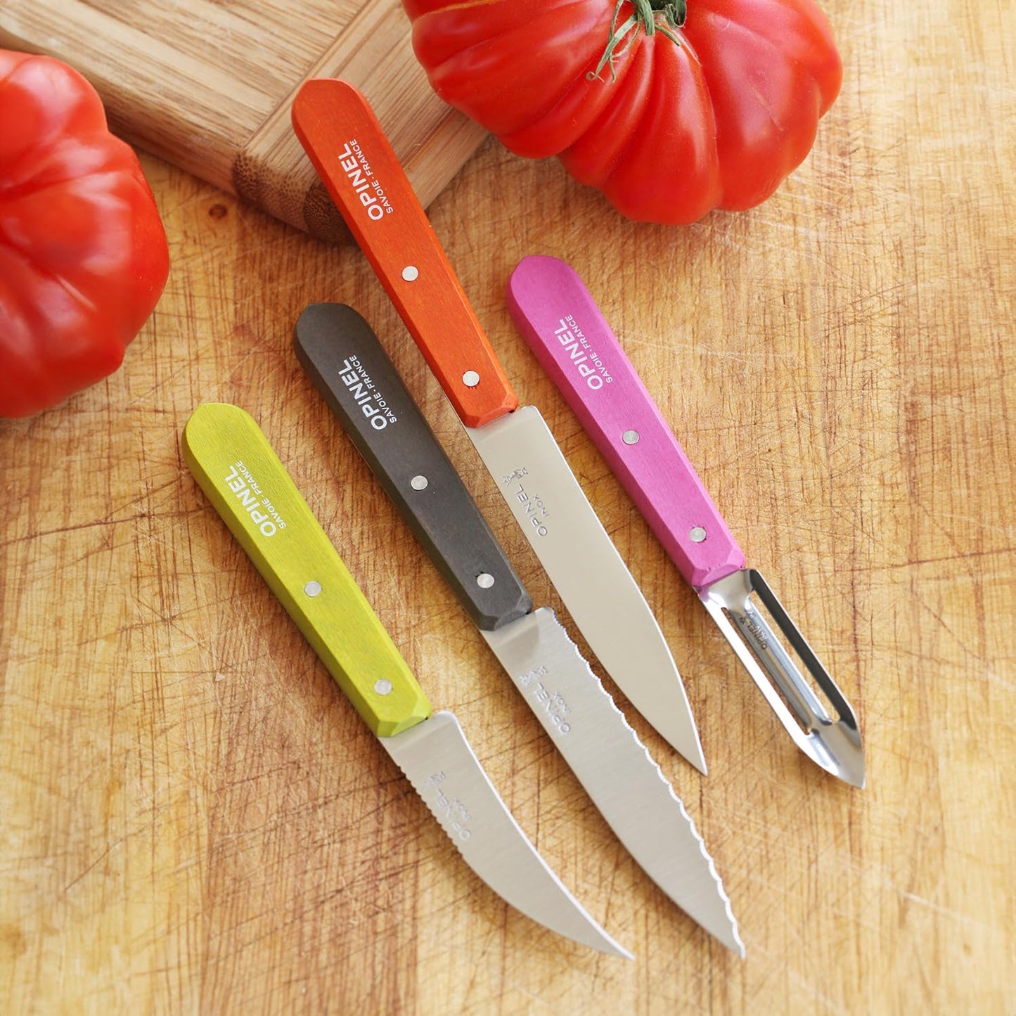 Les Essentials 4 Piece Kitchen Prep Knife Set, Wood Handles (Primo)