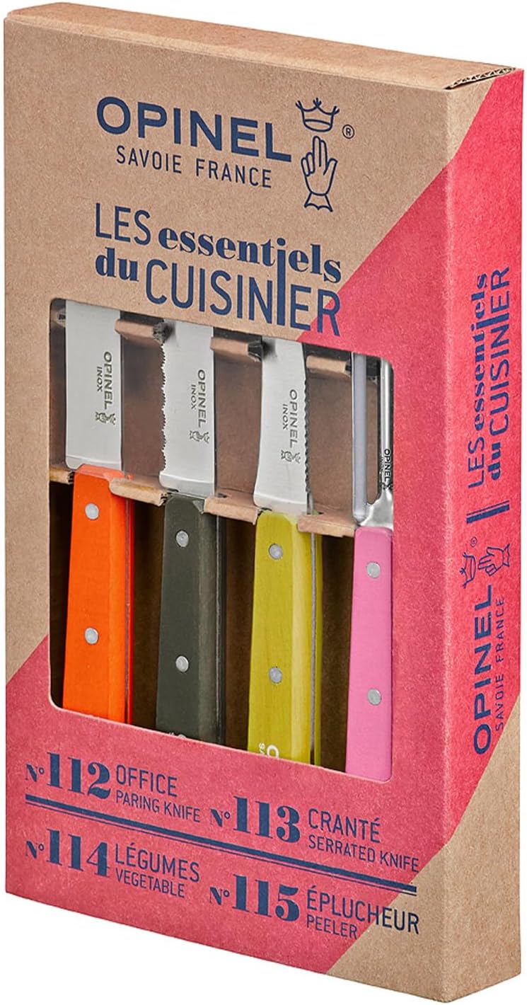 Les Essentials 4 Piece Kitchen Prep Knife Set, Wood Handles (Primo)