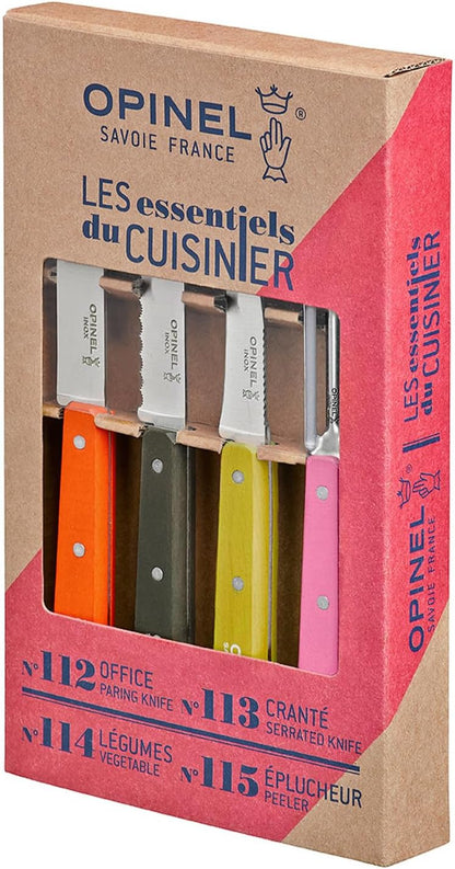 Les Essentials 4 Piece Kitchen Prep Knife Set, Wood Handles (Primo)