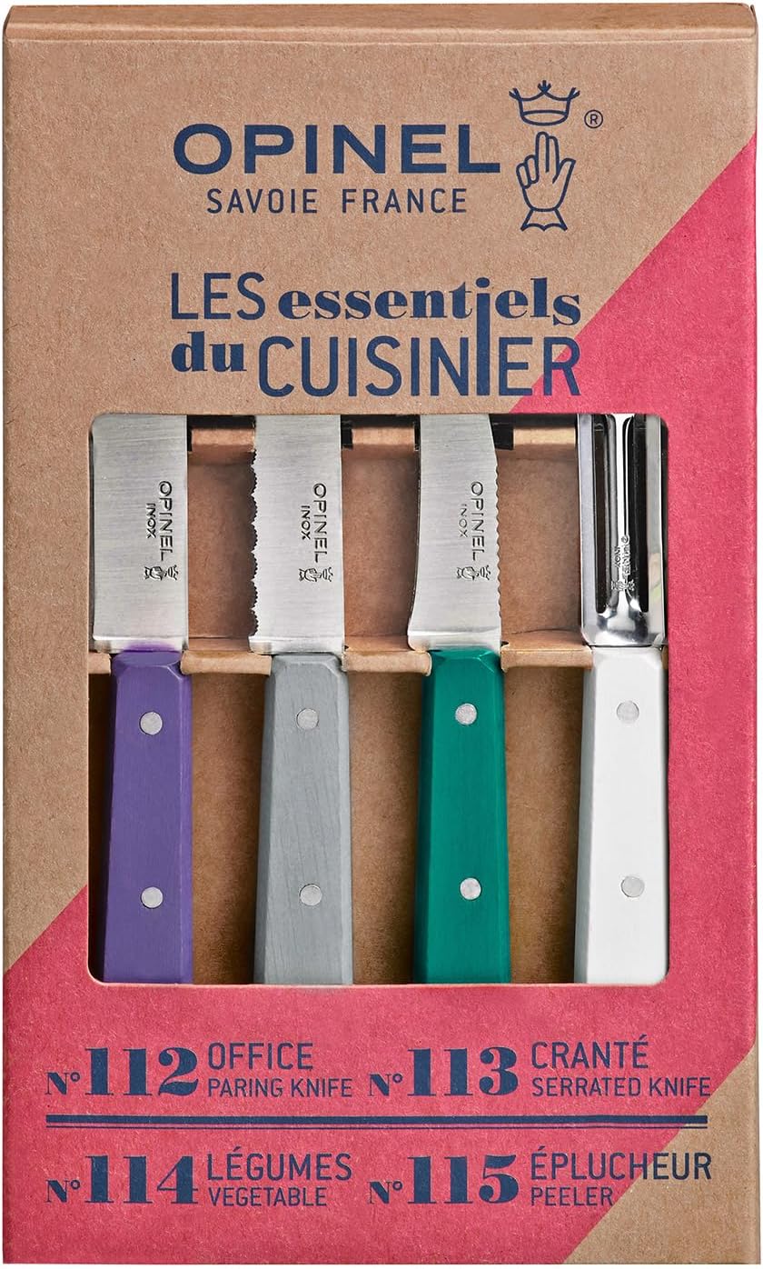 Les Essentials 4 Piece Kitchen Prep Knife Set, Wood Handles (Primo)