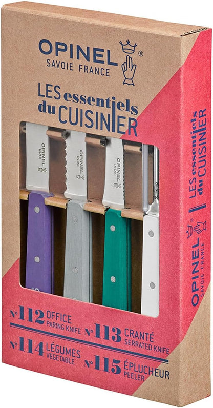 Les Essentials 4 Piece Kitchen Prep Knife Set, Wood Handles (Primo)