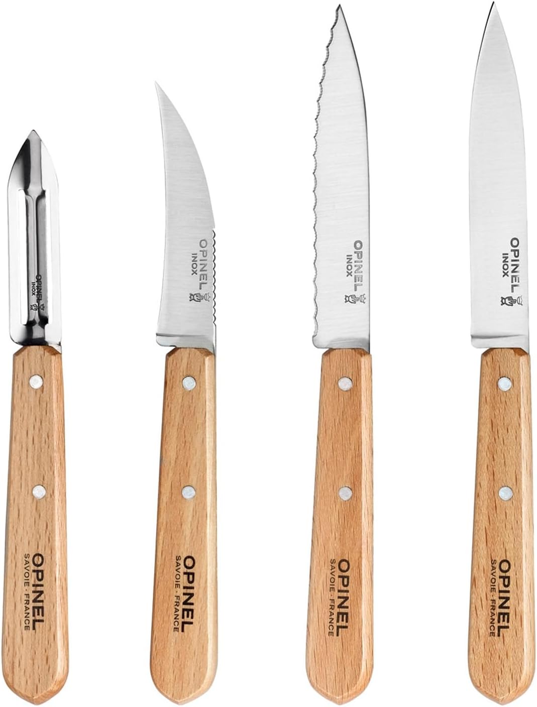 Les Essentials 4 Piece Kitchen Prep Knife Set, Wood Handles (Primo)