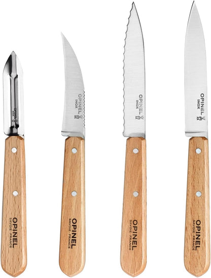 Les Essentials 4 Piece Kitchen Prep Knife Set, Wood Handles (Primo)