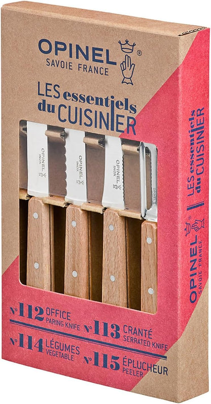 Les Essentials 4 Piece Kitchen Prep Knife Set, Wood Handles (Primo)