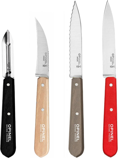 Les Essentials 4 Piece Kitchen Prep Knife Set, Wood Handles (Primo)