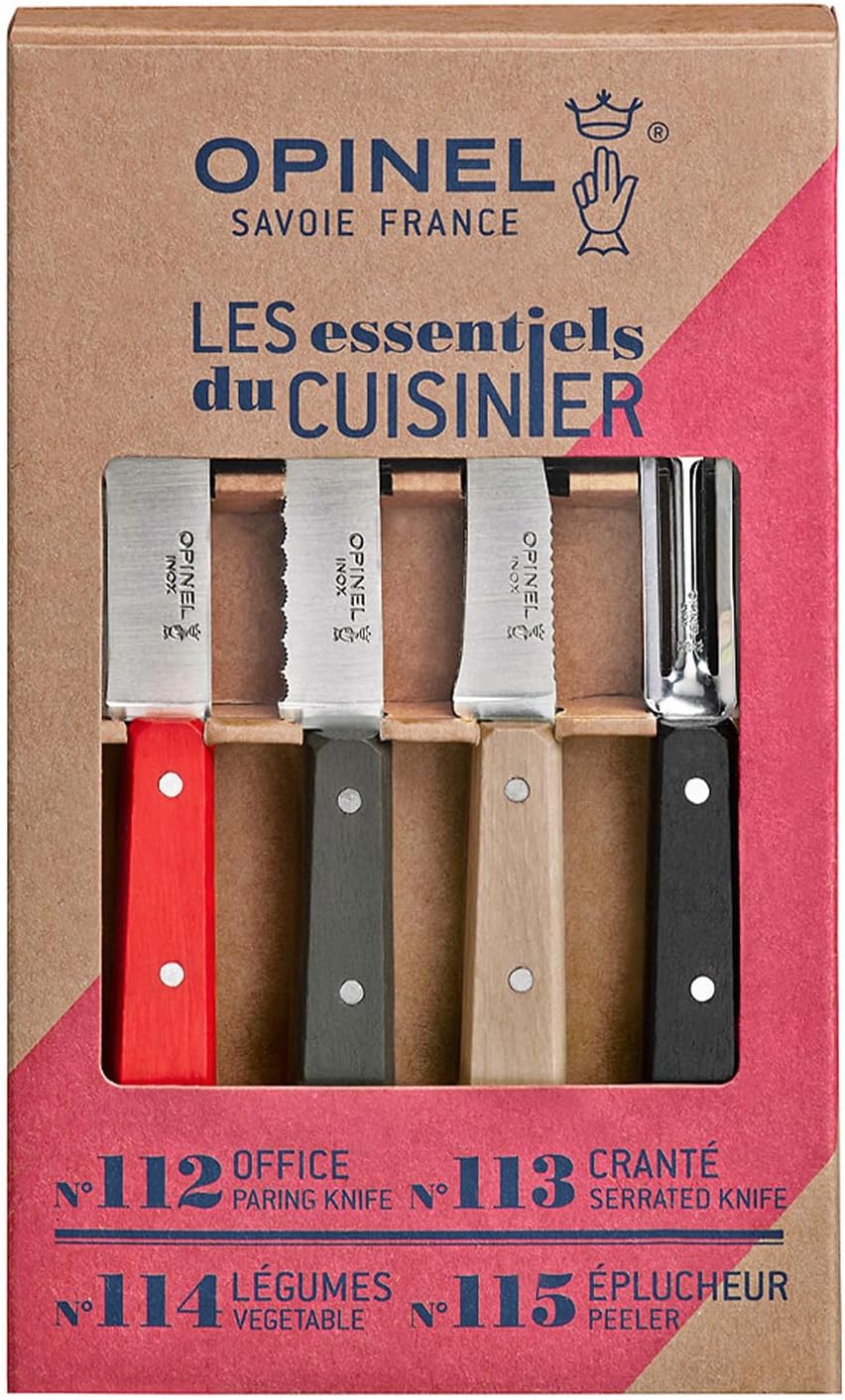 Les Essentials 4 Piece Kitchen Prep Knife Set, Wood Handles (Primo)