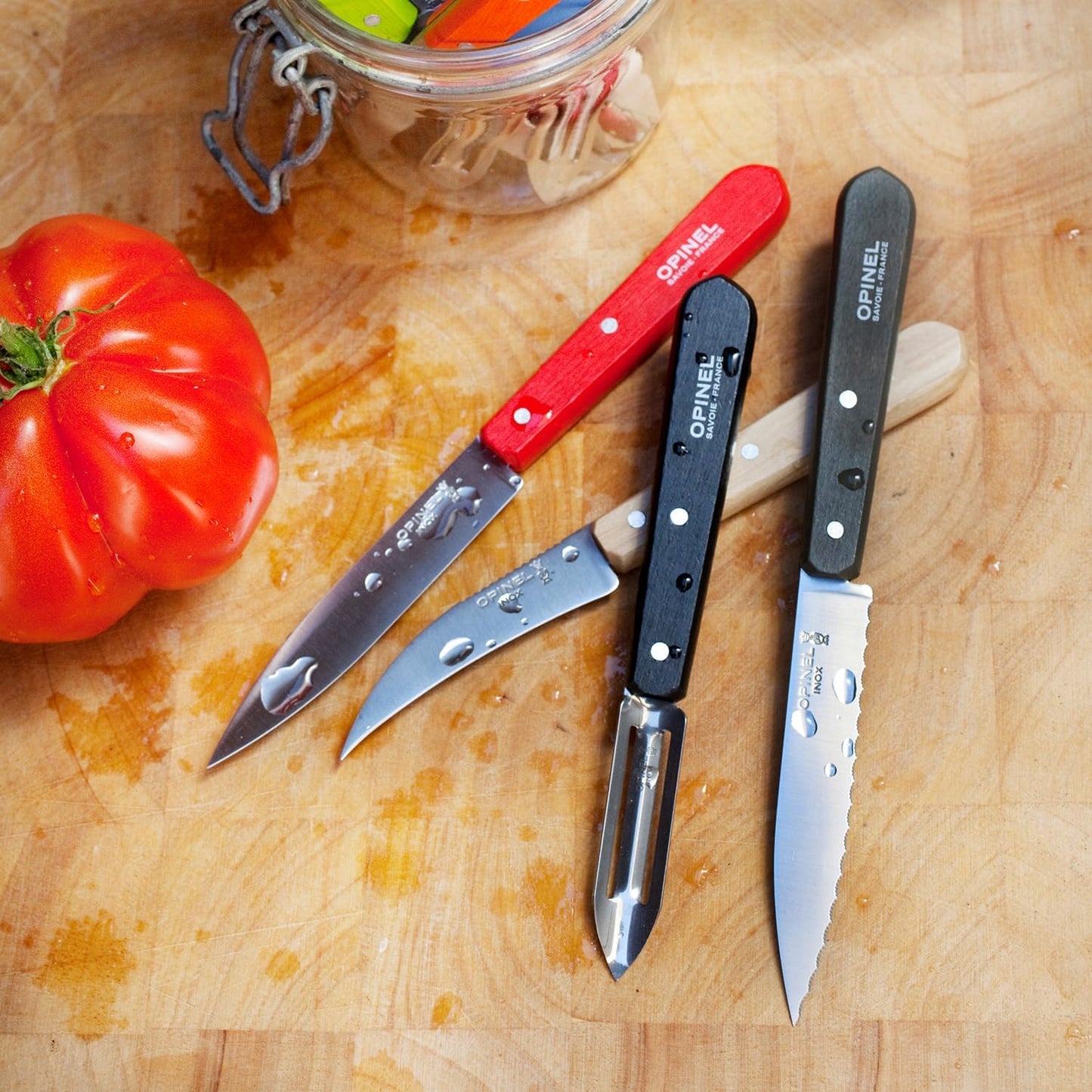 Les Essentials 4 Piece Kitchen Prep Knife Set, Wood Handles (Primo)