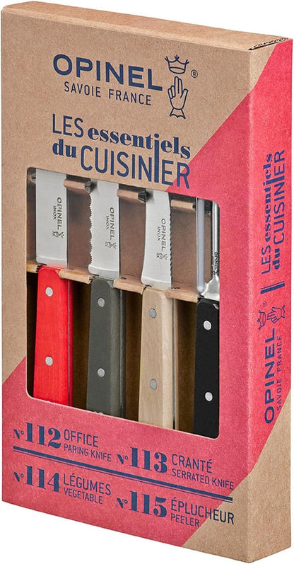 Les Essentials 4 Piece Kitchen Prep Knife Set, Wood Handles (Primo)