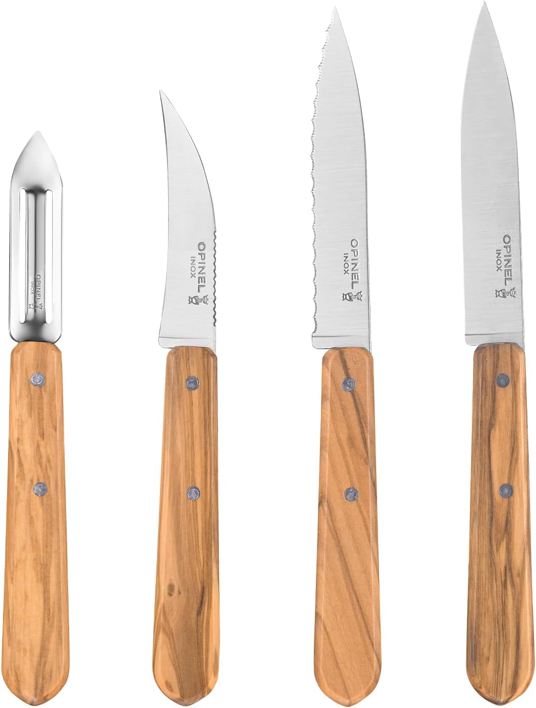 Les Essentials 4 Piece Kitchen Prep Knife Set, Wood Handles (Primo)