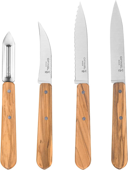 Les Essentials 4 Piece Kitchen Prep Knife Set, Wood Handles (Primo)
