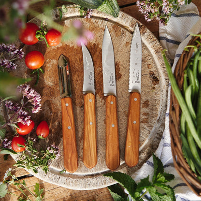 Les Essentials 4 Piece Kitchen Prep Knife Set, Wood Handles (Primo)