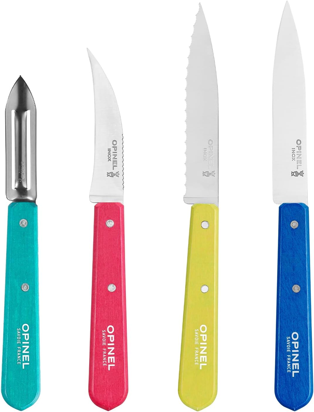 Les Essentials 4 Piece Kitchen Prep Knife Set, Wood Handles (Primo)