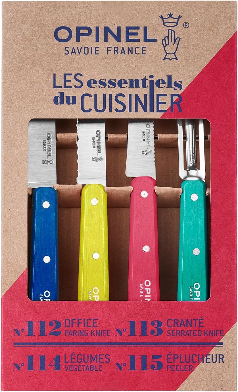 Les Essentials 4 Piece Kitchen Prep Knife Set, Wood Handles (Primo)