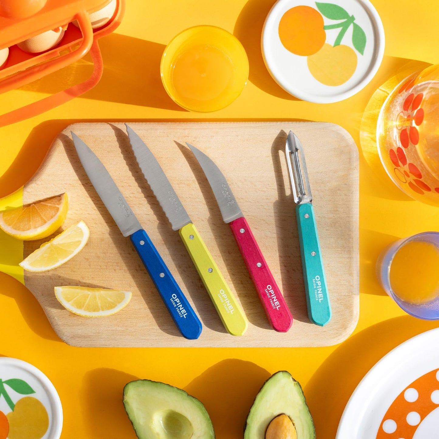 Les Essentials 4 Piece Kitchen Prep Knife Set, Wood Handles (Primo)