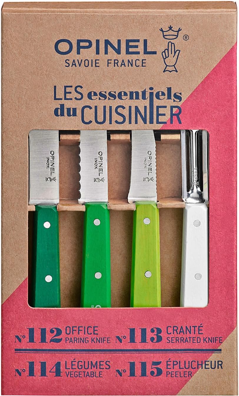 Les Essentials 4 Piece Kitchen Prep Knife Set, Wood Handles (Primo)