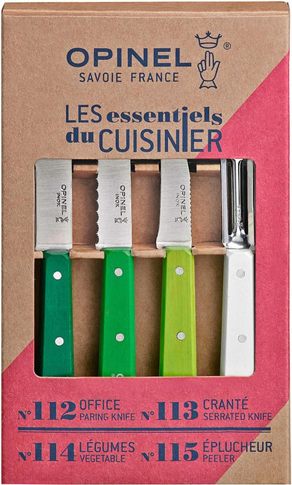 Les Essentials 4 Piece Kitchen Prep Knife Set, Wood Handles (Primo)