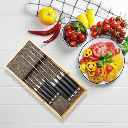 Bamboo Knife Drawer Organizer Insert - Kitchen In-Drawer Knife Block Holder, Flexible Dividers for Knives Organization