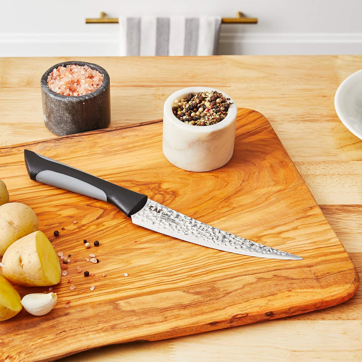 Luna Asian Utility Knife 6.5", Narrow, Straight-Bladed Kitchen Knife Perfect for Precise Cuts, Ideal for Preparing Stir Fry, Hand-Sharpened Japanese Knife