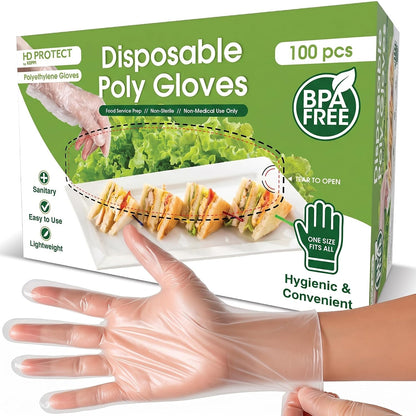 600 Pack Disposable Food Prep Gloves – Clear Polyethylene, Latex- BPA & Powder-Free – Bulk Kitchen Gloves for Cooking, Catering, BBQ, Baking, Restaurant Food Handling