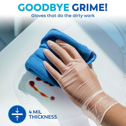 600 Pack Disposable Food Prep Gloves – Clear Polyethylene, Latex- BPA & Powder-Free – Bulk Kitchen Gloves for Cooking, Catering, BBQ, Baking, Restaurant Food Handling