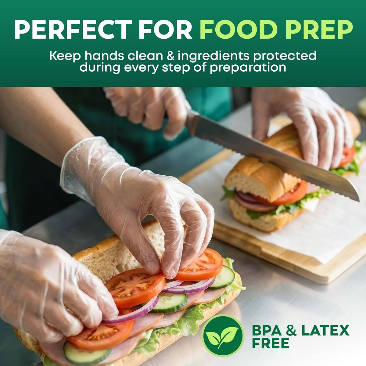 600 Pack Disposable Food Prep Gloves – Clear Polyethylene, Latex- BPA & Powder-Free – Bulk Kitchen Gloves for Cooking, Catering, BBQ, Baking, Restaurant Food Handling
