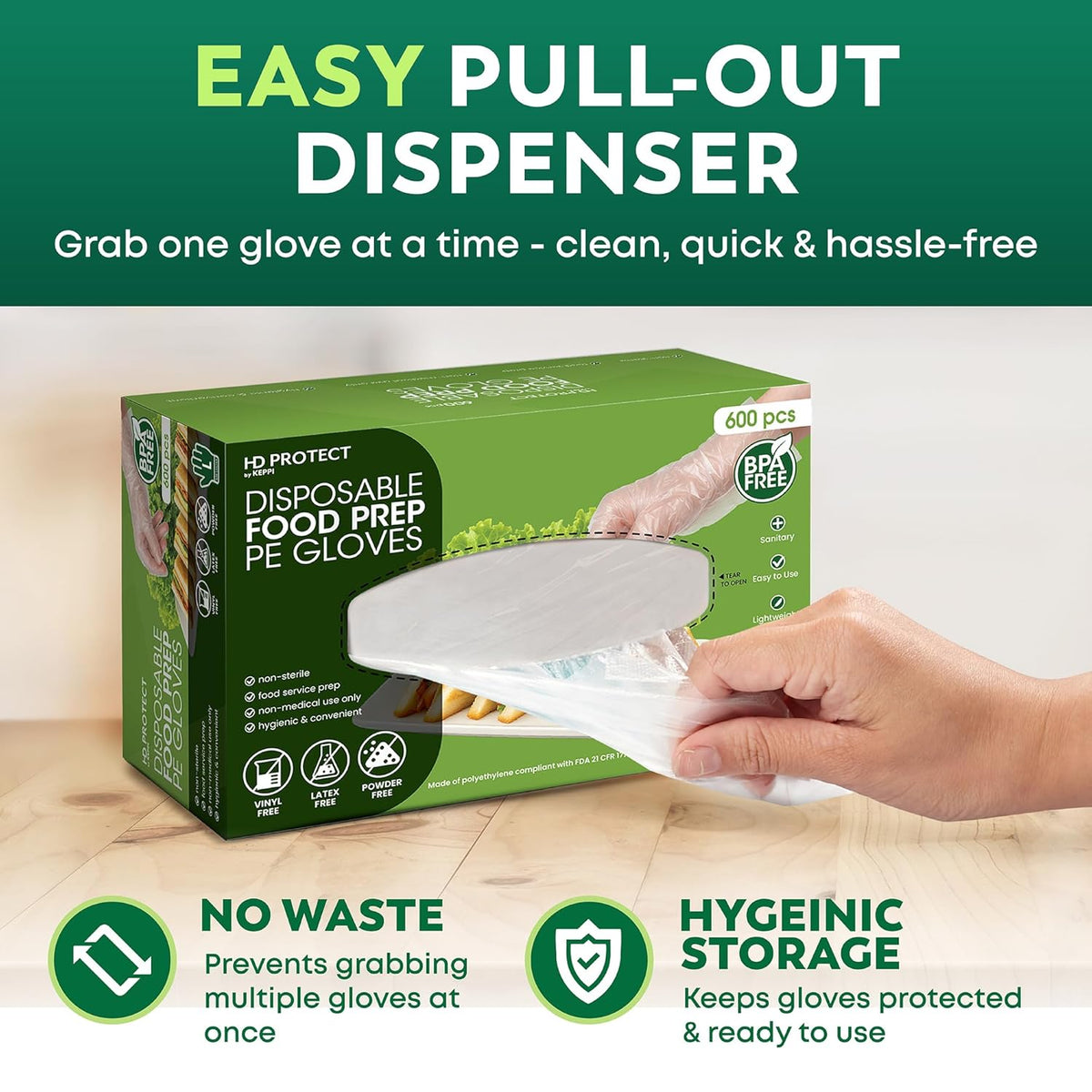 600 Pack Disposable Food Prep Gloves – Clear Polyethylene, Latex- BPA & Powder-Free – Bulk Kitchen Gloves for Cooking, Catering, BBQ, Baking, Restaurant Food Handling