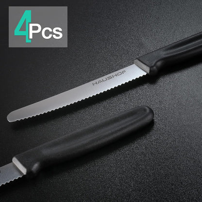 Steak Knives Set of 4, Serrated Steak Knives, Premium Stainless Steel Steak Knife Set with Gift Box, Assorted Color