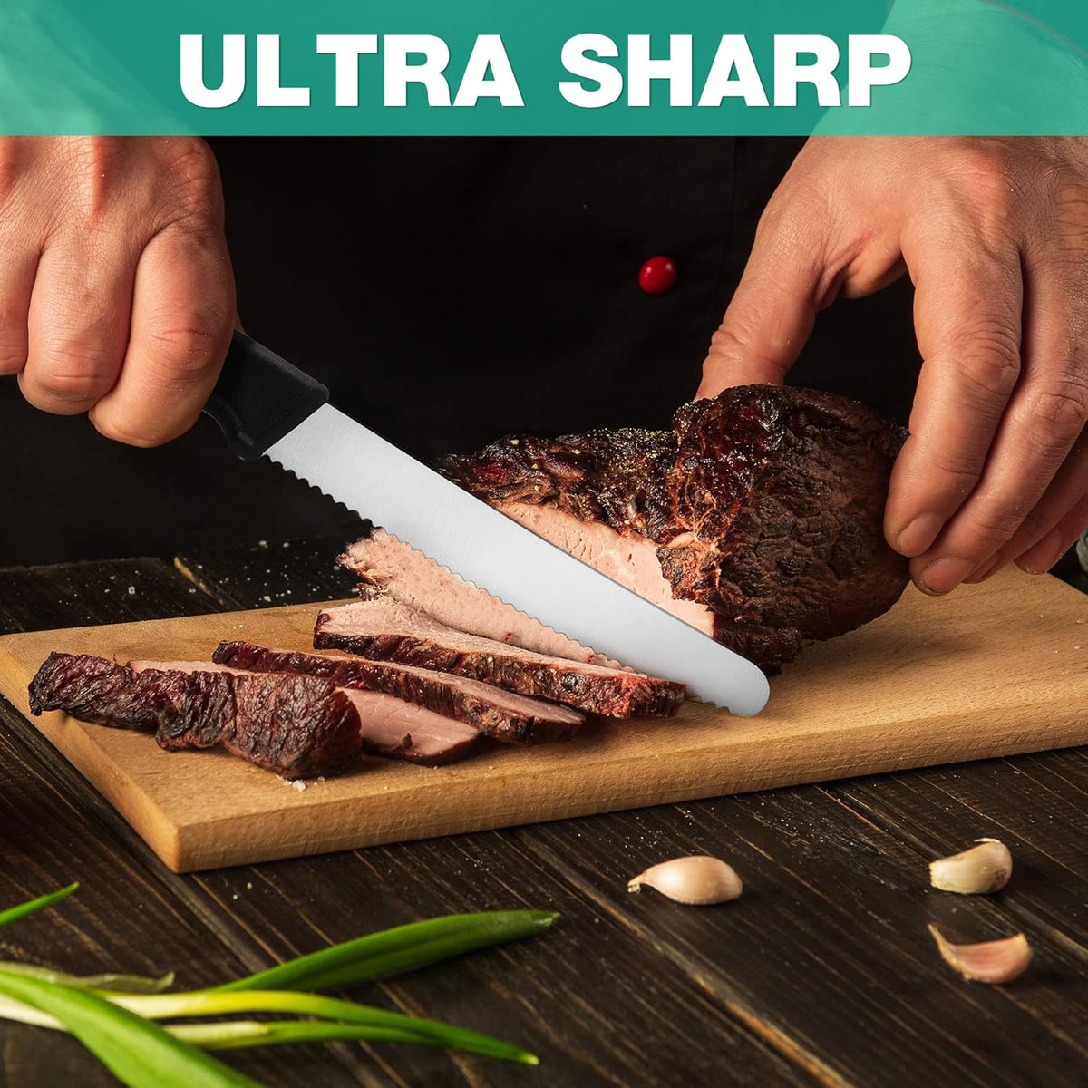 Steak Knives Set of 4, Serrated Steak Knives, Premium Stainless Steel Steak Knife Set with Gift Box, Assorted Color