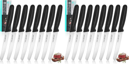 Steak Knives Set of 4, Serrated Steak Knives, Premium Stainless Steel Steak Knife Set with Gift Box, Assorted Color