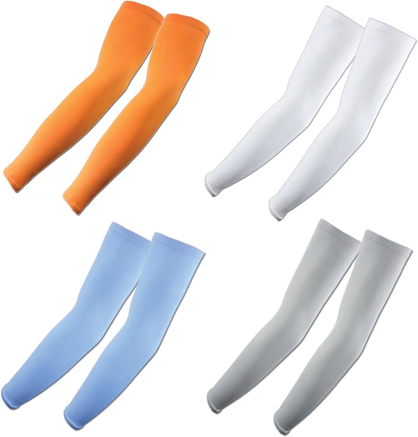The Elixir Arm Sleeves UV Sun Protective Arm Compression Cover Warmer Cooler 4P - Sky Blue, Gray, Orange, White
