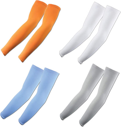 The Elixir Arm Sleeves UV Sun Protective Arm Compression Cover Warmer Cooler 4P - Sky Blue, Gray, Orange, White