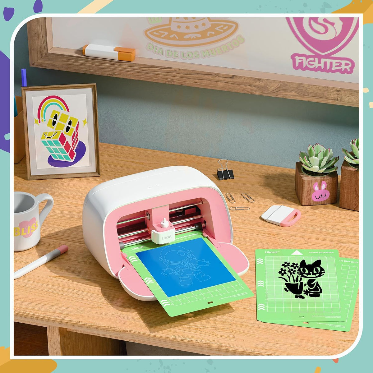 Likcut Cutting Mat for Glee S501 Cutter, 4.5" X 6.5" Standard Adhesive Mat for DIY Crafty, 3 Packs Likcut Accessories Mats, Adhesive Sticky Green Quilting Replacement Cut Mats for Iron On, Vinyl