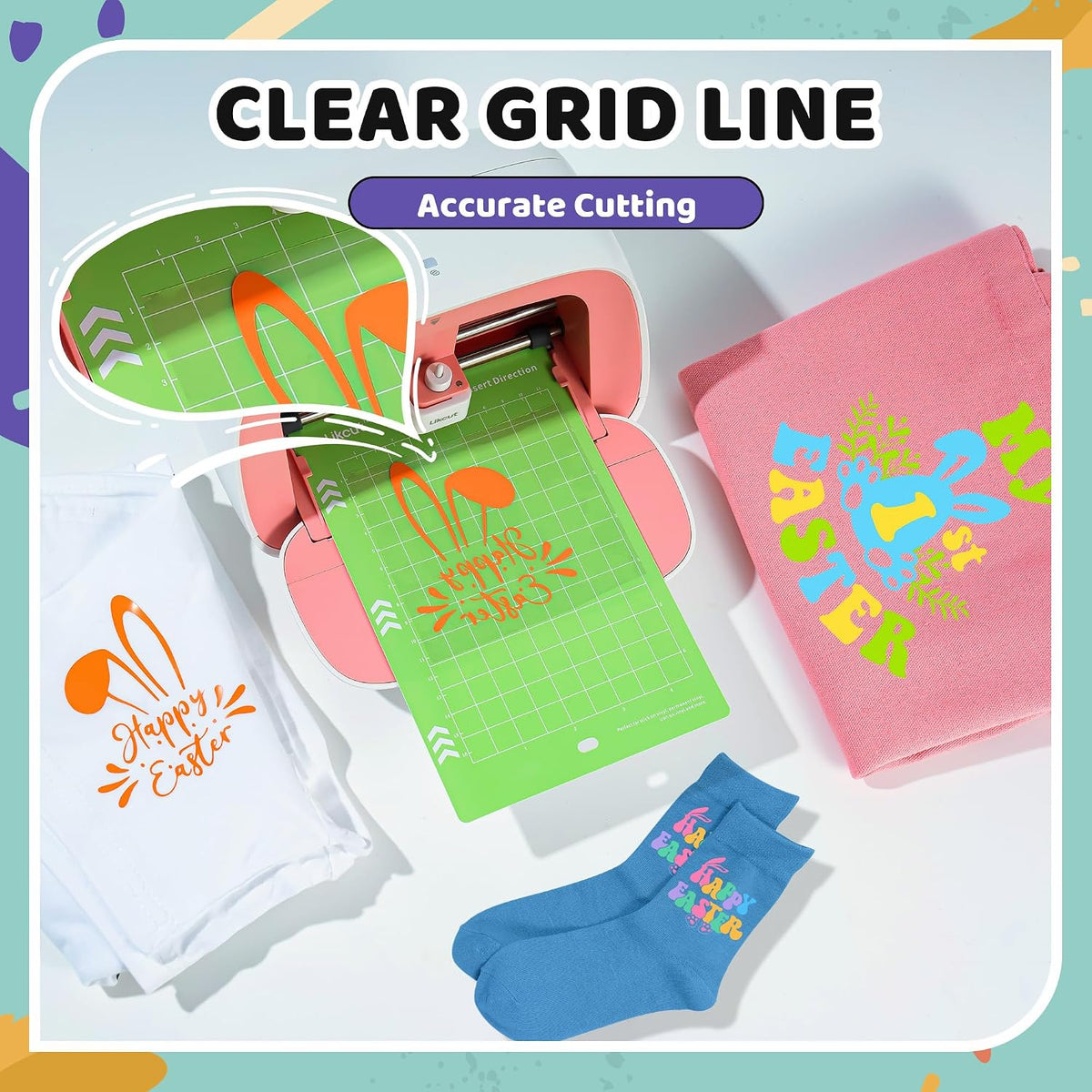 Likcut Cutting Mat for Glee S501 Cutter, 4.5" X 6.5" Standard Adhesive Mat for DIY Crafty, 3 Packs Likcut Accessories Mats, Adhesive Sticky Green Quilting Replacement Cut Mats for Iron On, Vinyl