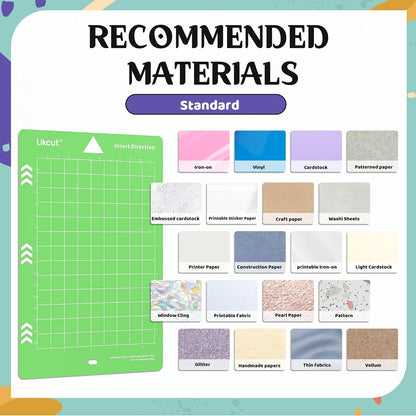 Likcut Cutting Mat for Glee S501 Cutter, 4.5" X 6.5" Standard Adhesive Mat for DIY Crafty, 3 Packs Likcut Accessories Mats, Adhesive Sticky Green Quilting Replacement Cut Mats for Iron On, Vinyl
