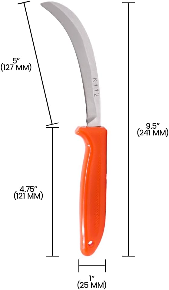 K112 Banana Knife with 5-Inch Straight Steel Blade , Orange